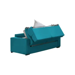 Divano Letto 2 Posti Azzurro Sfoderabile Contenitore 180x95 cm, di Apertura a Ribalta Made in Italy - Casabona
