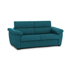 Divano Letto 2 Posti Azzurro Sfoderabile Contenitore 185x95 cm, di Apertura a Ribalta Made in Italy - Seui