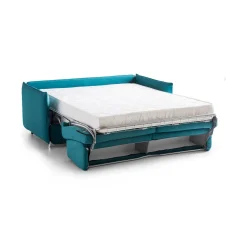 Divano Letto 3 Posti Azzurro Sfoderabile Contenitore 200x95 cm, Lavabile Made in Italy - Gravere