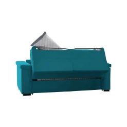 Divano Letto 3 Posti Azzurro Sfoderabile Contenitore 225x95 cm, Lavabile Made in Italy - Benedetto