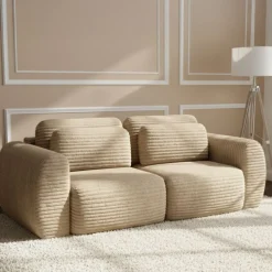 Divano Letto 2 Posti Beige Contenitore di Apertura a Libro 266x121 cm, Reclinabile - Golgi