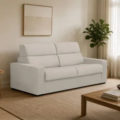 Divano Letto 2 Posti Beige Sfoderabile Contenitore 180x95 cm, di Apertura a Ribalta Made in Italy - None