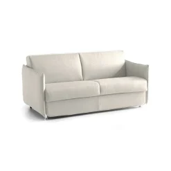 Divano Letto 2 Posti Beige Sfoderabile Contenitore 180x95 cm, di Apertura a Ribalta Made in Italy - Trovo