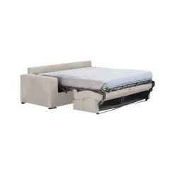 Divano Letto 2 Posti Beige Sfoderabile Contenitore 200x95 cm, di Apertura a Ribalta Made in Italy - Sonico