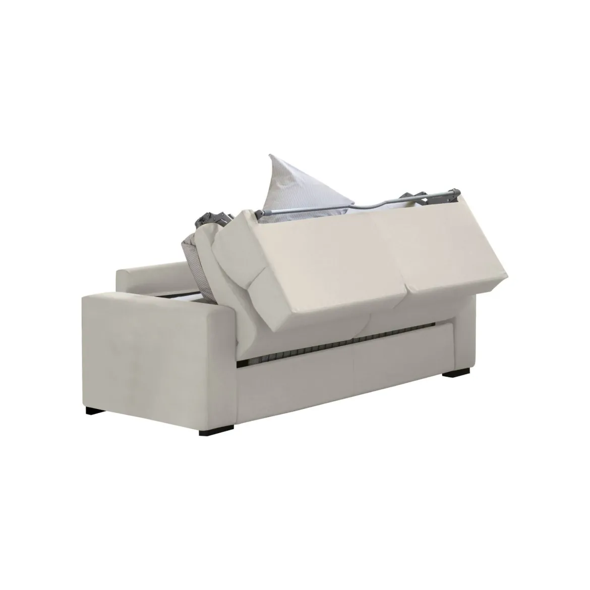 Divano Letto 3 Posti Beige Sfoderabile Contenitore 220x95 cm, Lavabile Made in Italy - Quindici