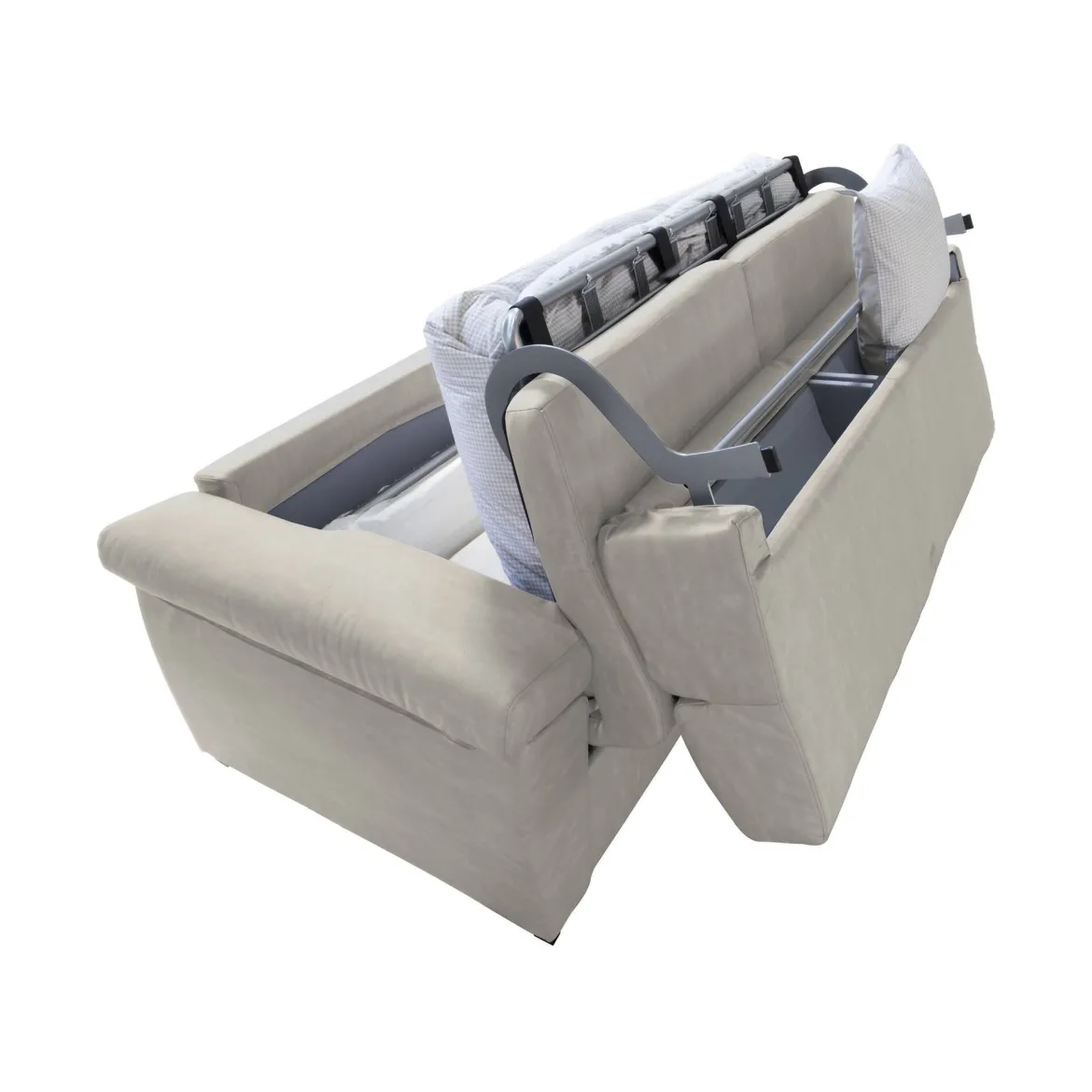 Divano Letto 3 Posti Beige Sfoderabile Contenitore 225x95 cm, Lavabile Made in Italy - Trino