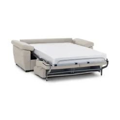 Divano Letto 3 Posti Beige Sfoderabile Contenitore 225x95 cm, Lavabile Made in Italy - Trino