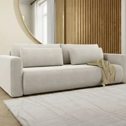 Divano Letto 2 Posti Bianco Contenitore di Apertura a Libro 240x105 cm, Reclinabile - Erbezzo