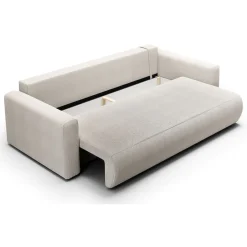 Divano Letto 2 Posti Bianco Contenitore di Apertura a Libro 240x105 cm, Reclinabile - Erbezzo