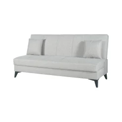 Divano Letto 3 Posti Bianco Contenitore di Apertura Click-clack 185x78 cm, Lavabile - Caneva