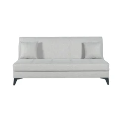 Divano Letto 3 Posti Bianco Contenitore di Apertura Click-clack 185x78 cm, Lavabile - Caneva