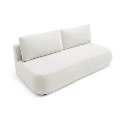Divano Letto 2 Posti Bianco Crema Contenitore Cuscini Sfoderabili 210x106 cm, Reclinabile - Brugnato
