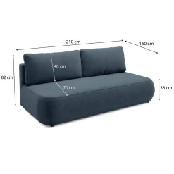 Divano Letto 2 Posti blu Contenitore Cuscini Sfoderabili 210x106 cm, Reclinabile - Brugnato