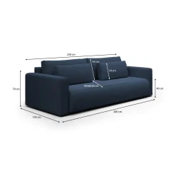 Divano Letto 2 Posti blu Contenitore di Apertura a Libro 266x121 cm, Reclinabile - Golgi