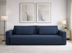 Divano Letto 2 Posti blu Contenitore di Apertura a Libro 266x121 cm, Reclinabile - Golgi