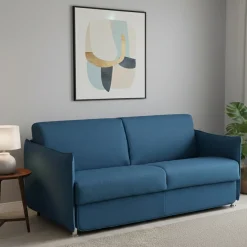 Divano Letto 2 Posti blu Sfoderabile Contenitore 160x95 cm, di Apertura a Ribalta Made in Italy - Follina