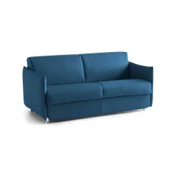 Divano Letto 2 Posti blu Sfoderabile Contenitore 160x95 cm, di Apertura a Ribalta Made in Italy - Follina