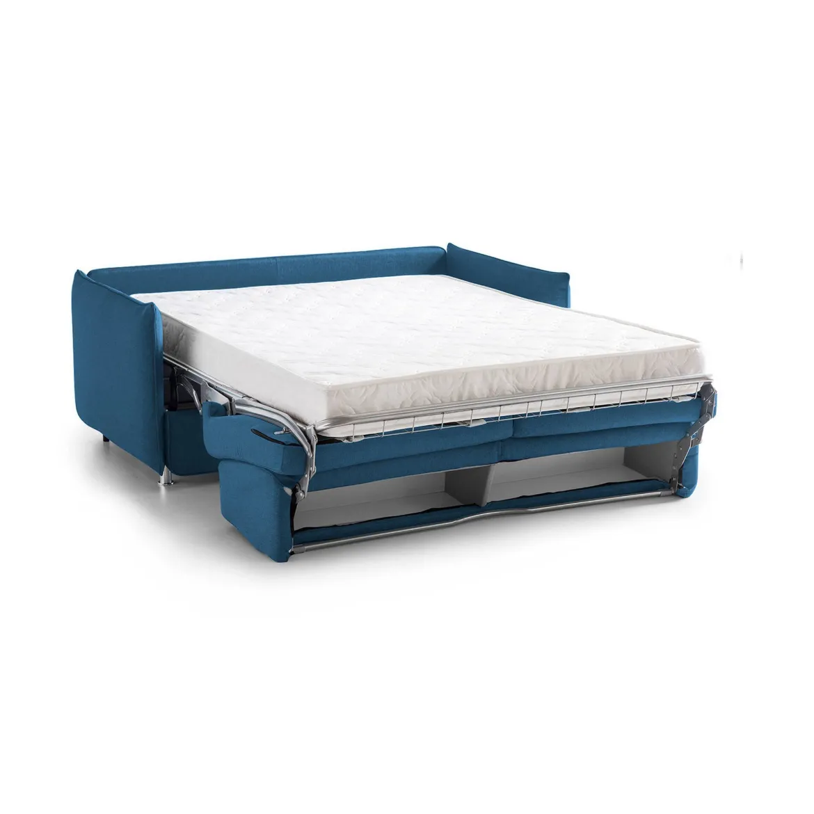 Divano Letto 2 Posti blu Sfoderabile Contenitore 160x95 cm, di Apertura a Ribalta Made in Italy - Verceia