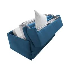 Divano Letto 2 Posti blu Sfoderabile Contenitore 180x95 cm, di Apertura a Ribalta Made in Italy - Trovo