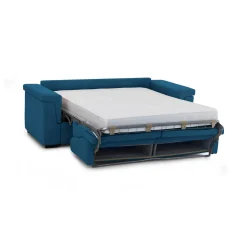 Divano Letto 2 Posti blu Sfoderabile Contenitore 185x95 cm, di Apertura a Ribalta Made in Italy - Salorno