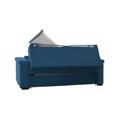Divano Letto 2 Posti blu Sfoderabile Contenitore 185x95 cm, di Apertura a Ribalta Made in Italy - Salorno