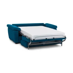 Divano Letto 2 Posti blu Sfoderabile Contenitore 185x95 cm, di Apertura a Ribalta Made in Italy - Tenna
