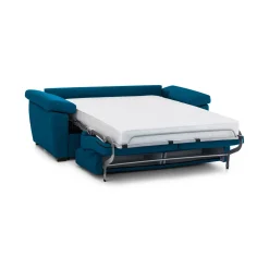Divano Letto 3 Posti blu Sfoderabile Contenitore 225x95 cm, Lavabile Made in Italy - Trino