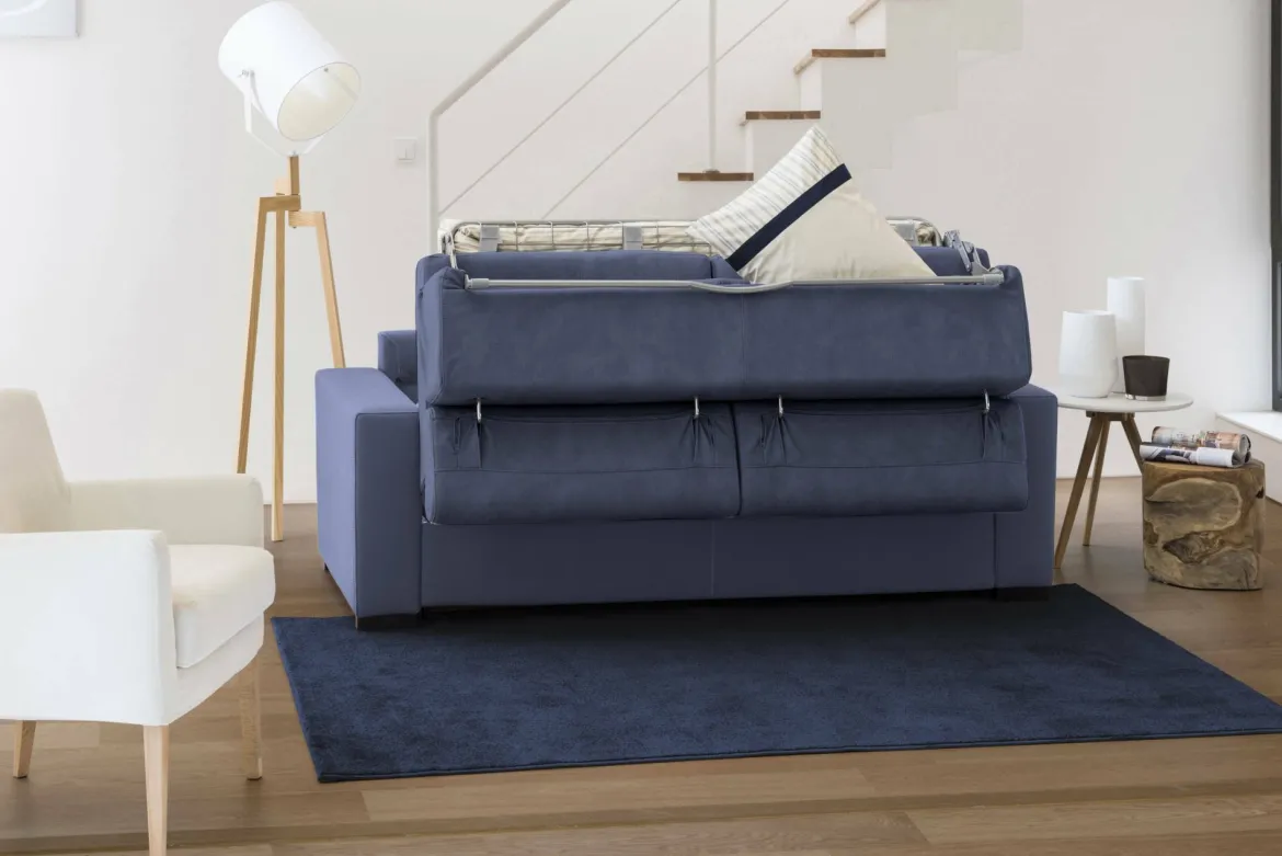 Divano letto 4 posti blu 280x95cm - Aika