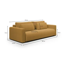 Divano Letto 2 Posti Giallo Contenitore di Apertura a Libro 240x105 cm, Reclinabile - Erbezzo