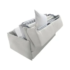 Divano Letto 2 Posti Grigio Chiaro Sfoderabile Contenitore 180x95 cm, di Apertura a Ribalta Made in Italy - Trissino
