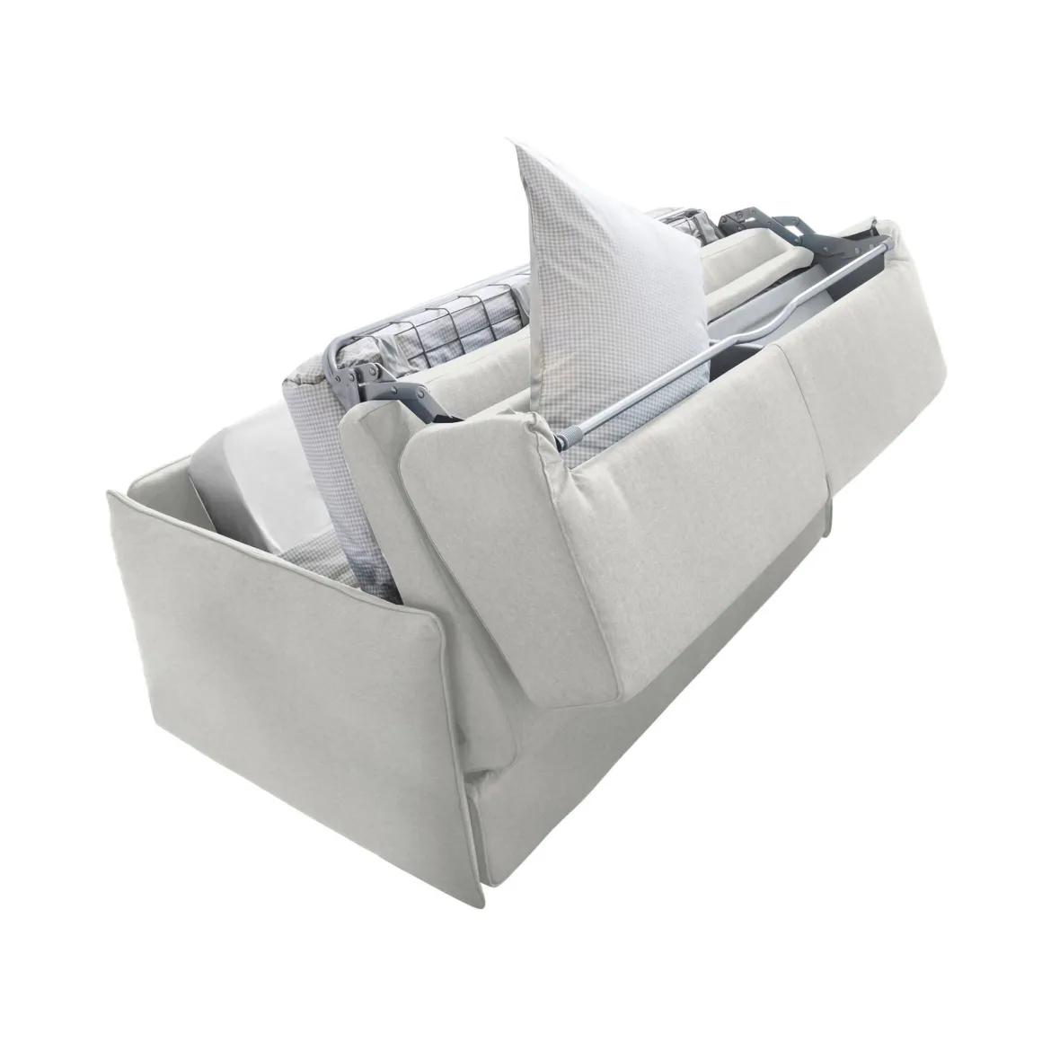 Divano Letto 2 Posti Grigio Chiaro Sfoderabile Contenitore 180x95 cm, di Apertura a Ribalta Made in Italy - Trissino