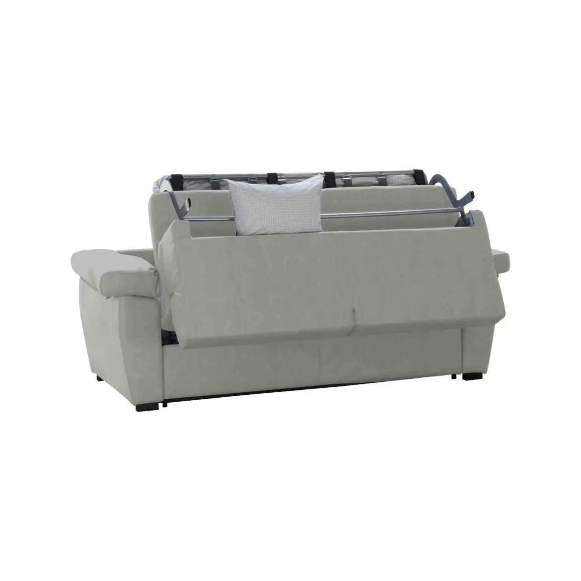 Divano Letto 2 Posti Grigio Chiaro Sfoderabile Contenitore 185x95 cm, di Apertura a Ribalta Made in Italy - Tenna