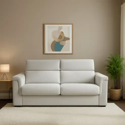 Divano Letto 2 Posti Grigio Chiaro Sfoderabile Contenitore 205x95 cm, di Apertura a Ribalta Made in Italy - Brusasco