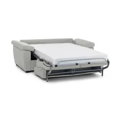 Divano Letto 2 Posti Grigio Chiaro Sfoderabile Contenitore 205x95 cm, di Apertura a Ribalta Made in Italy - Fisciano