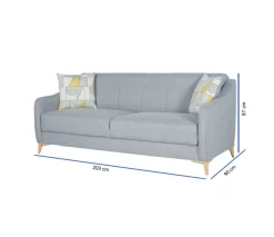 Divano Letto 3 Posti Grigio Chiaro Contenitore di Apertura Click-clack 203x90 cm, Lavabile - Propata