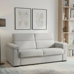 Divano Letto 3 Posti Grigio Chiaro Sfoderabile Contenitore 225x95 cm, Lavabile Made in Italy - Nus