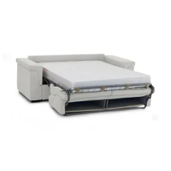 Divano Letto 3 Posti Grigio Chiaro Sfoderabile Contenitore 225x95 cm, Lavabile Made in Italy - Nus