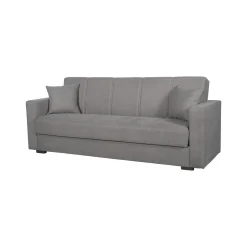 Divano Letto 3 Posti Grigio Contenitore di Apertura Click-clack 214x80 cm, Lavabile - Giaveno