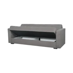 Divano Letto 3 Posti Grigio Contenitore di Apertura Click-clack 222x88 cm, Lavabile - Nogara