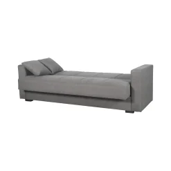Divano Letto 3 Posti Grigio Contenitore di Apertura Click-clack 222x88 cm, Lavabile - Nogara