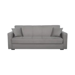 Divano Letto 3 Posti Grigio Contenitore di Apertura Click-clack 222x88 cm, Lavabile - Nogara
