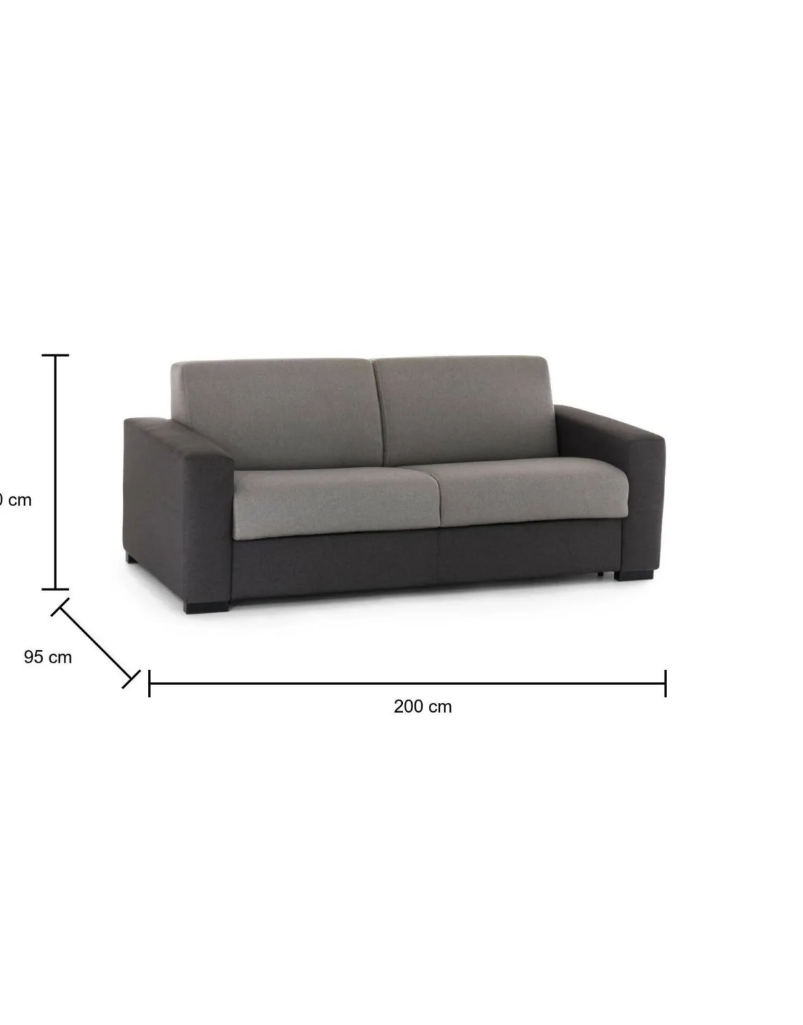 Divano letto 2 posti grigio e antracite 200x95cm - Andymion