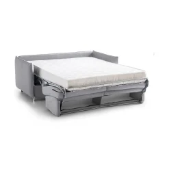 Divano Letto 2 Posti Grigio Sfoderabile Contenitore 160x95 cm, di Apertura a Ribalta Made in Italy - Follina
