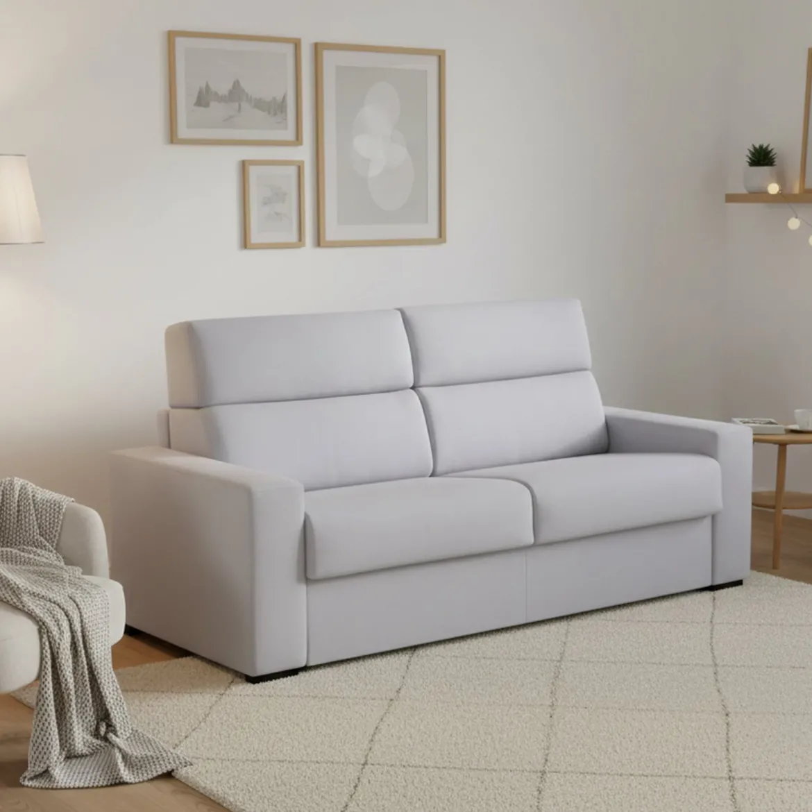 Divano Letto 2 Posti Grigio Sfoderabile Contenitore 180x95 cm, di Apertura a Ribalta Made in Italy - Casabona