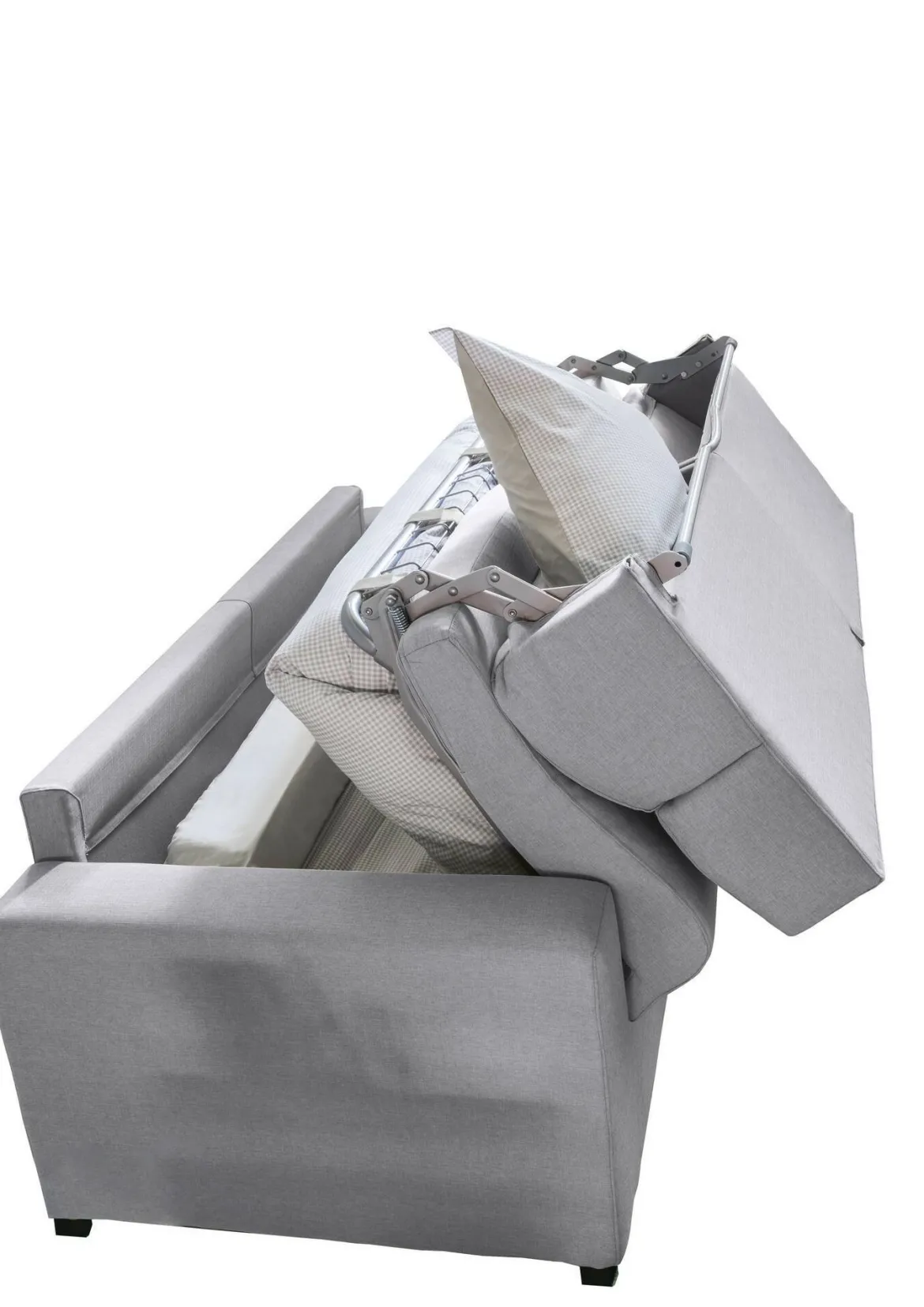 Divano Letto 2 Posti Grigio Sfoderabile Contenitore 180x95 cm, di Apertura a Ribalta Made in Italy - Casabona
