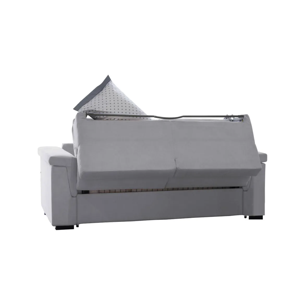Divano Letto 2 Posti Grigio Sfoderabile Contenitore 185x95 cm, di Apertura a Ribalta Made in Italy - Rigolato
