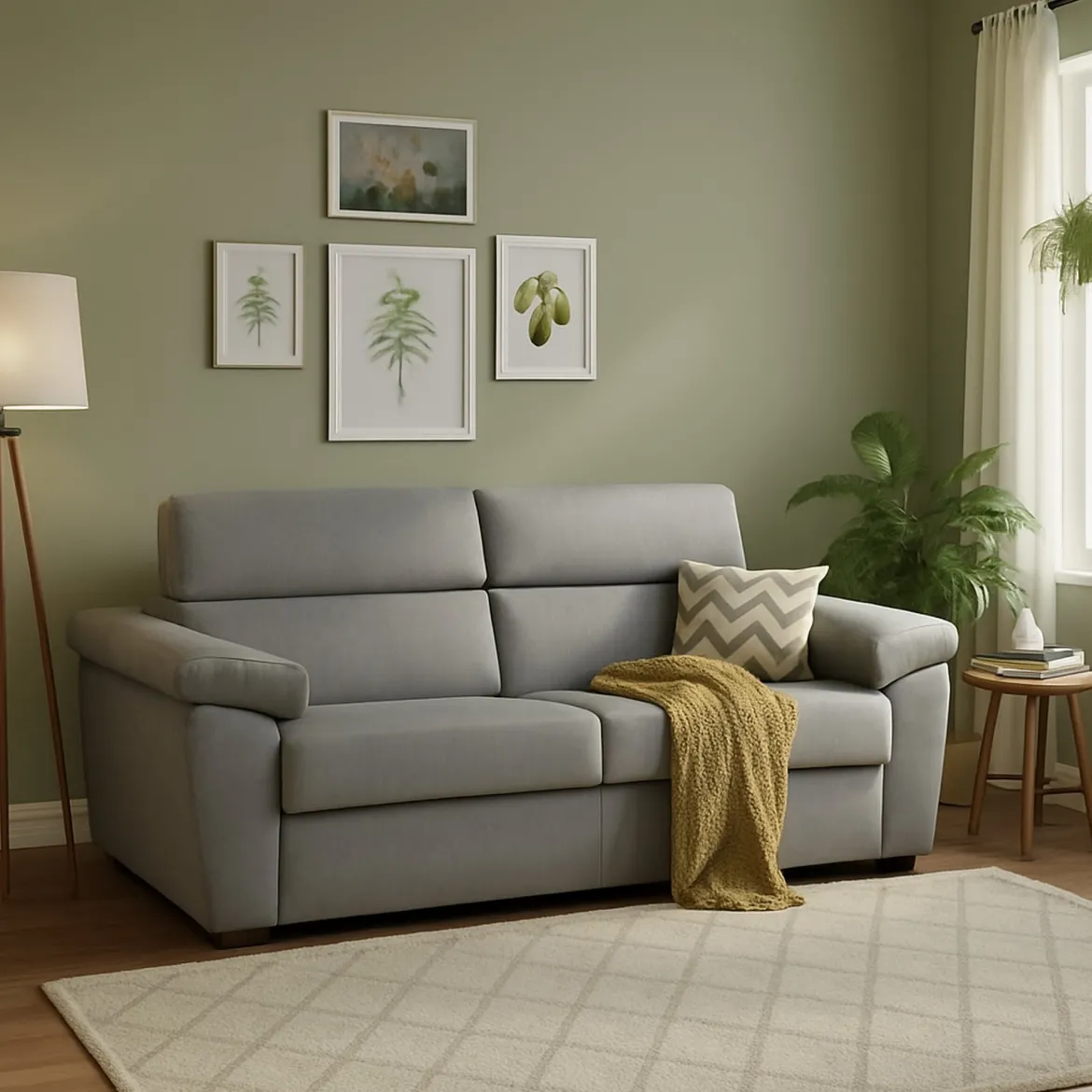 Divano Letto 2 Posti Grigio Sfoderabile Contenitore 185x95 cm, di Apertura a Ribalta Made in Italy - Seui