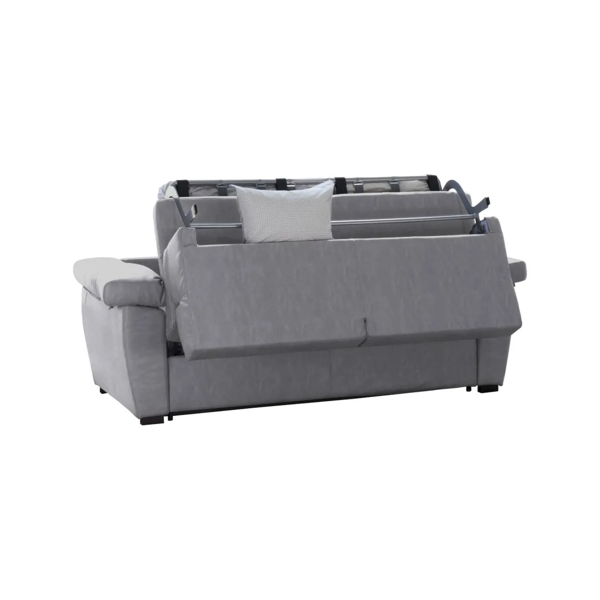 Divano Letto 2 Posti Grigio Sfoderabile Contenitore 185x95 cm, di Apertura a Ribalta Made in Italy - Seui