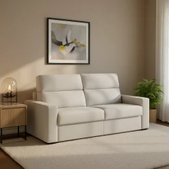 Divano Letto 2 Posti Grigio Sfoderabile Contenitore 200x95 cm, di Apertura a Ribalta Made in Italy - Ecate