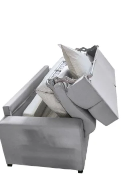 Divano Letto 2 Posti Grigio Sfoderabile Contenitore 200x95 cm, di Apertura a Ribalta Made in Italy - Ecate